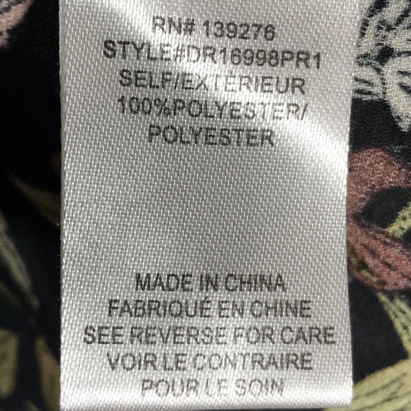 DR2 Women's 3/4 Sleeve Black Floral Drapey Blouse - Picture 8 of 11